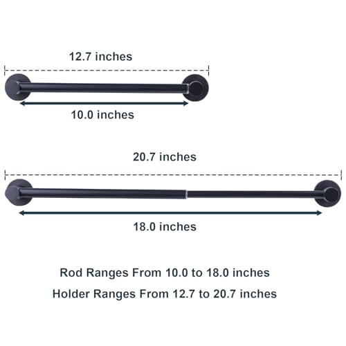 JAZBREY 10-18 inches Adjustable Magnetic Towel Bar for Refrigerator, Magnetic Rod for Chart Whiteboard, Magnet Towel Holder Towel Hook Hanger for Kitchen Dishwasher, Laundry Washer, Black, Pack of 1 - Image 3