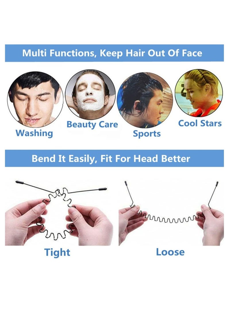 إسكدنيا رباط شعر معدني للرجال، رباط رأس للنساء، رباط شعر للرجال للجنسين، أسود مموج، رباط رأس رياضي خارجي، رباط شعر للرجال، رباط رأس مرن غير قابل للانزلاق - Image 5