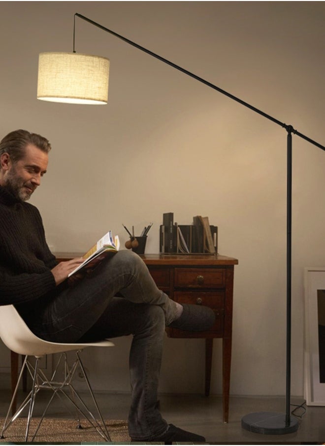 DIDA Arc Floor Lamp, Overhang Cantilever Standing Lamp, Adjustable Balance Arm Shades, Heavy Base, Foot Switch, Warm Light, for Living Room Bedroom Couch Sofa Reading 40 Inch 175x125 cm 12 Watt  - Image 1