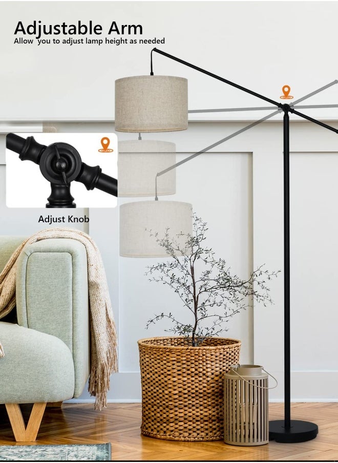 DIDA Arc Floor Lamp, Overhang Cantilever Standing Lamp, Adjustable Balance Arm Shades, Heavy Base, Foot Switch, Warm Light, for Living Room Bedroom Couch Sofa Reading 40 Inch 175x125 cm 12 Watt  - Image 4