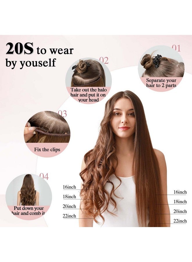 SEGO Hair Extensions Human Hair, Sego 100% Real Human Hair Extensions Halo, Wire Hair Extensions With Invisible Wire And Clips, Halo Hair Extension For Women, 16Inch Chocolate Brown, 60G - Image 3