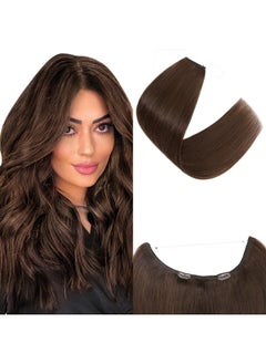 SEGO Hair Extensions Human Hair, Sego 100% Real Human Hair Extensions Halo, Wire Hair Extensions With Invisible Wire And Clips, Halo Hair Extension For Women, 16Inch Chocolate Brown, 60G  - Image 1