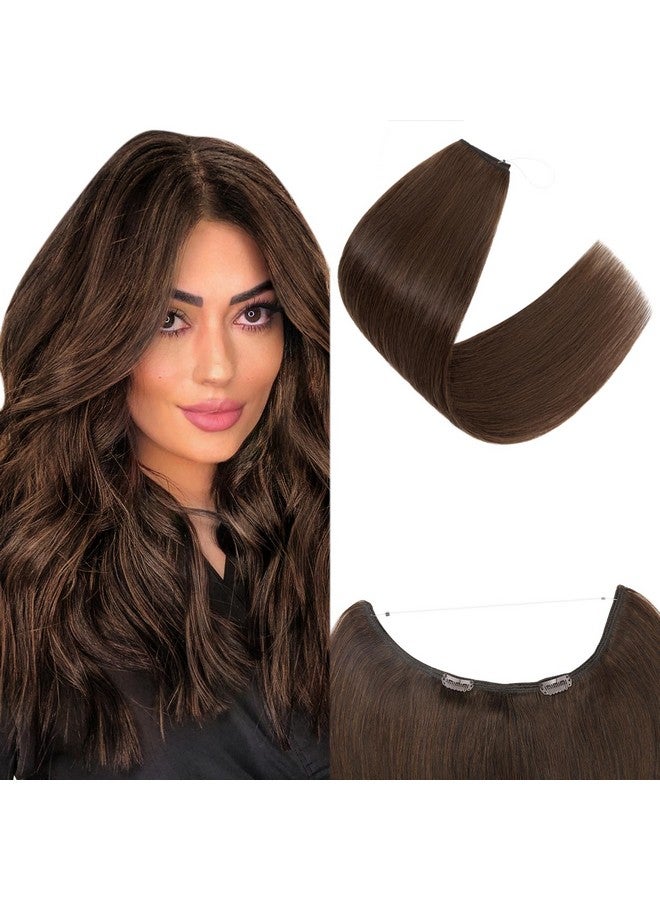 SEGO Hair Extensions Human Hair, Sego 100% Real Human Hair Extensions Halo, Wire Hair Extensions With Invisible Wire And Clips, Halo Hair Extension For Women, 16Inch Chocolate Brown, 60G - Image 1