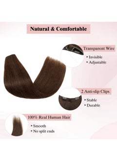 SEGO Hair Extensions Human Hair, Sego 100% Real Human Hair Extensions Halo, Wire Hair Extensions With Invisible Wire And Clips, Halo Hair Extension For Women, 16Inch Chocolate Brown, 60G  - Image 2