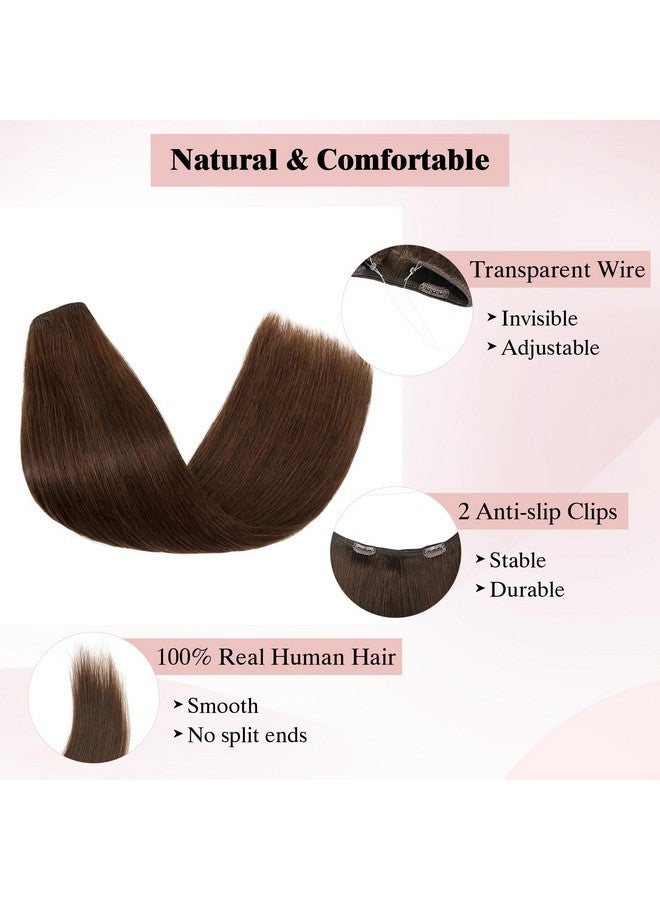 SEGO Hair Extensions Human Hair, Sego 100% Real Human Hair Extensions Halo, Wire Hair Extensions With Invisible Wire And Clips, Halo Hair Extension For Women, 16Inch Chocolate Brown, 60G - Image 2