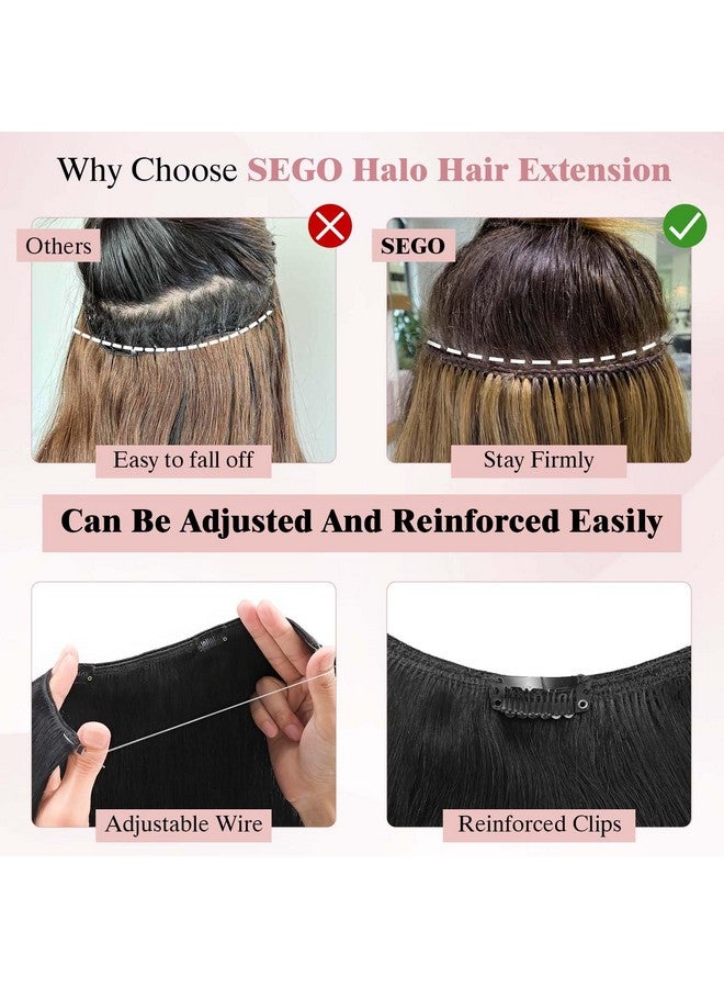 SEGO Hair Extensions Human Hair, Sego 100% Real Human Hair Extensions Halo, Wire Hair Extensions With Invisible Wire And Clips, Halo Hair Extension For Women, 16Inch Chocolate Brown, 60G - Image 4