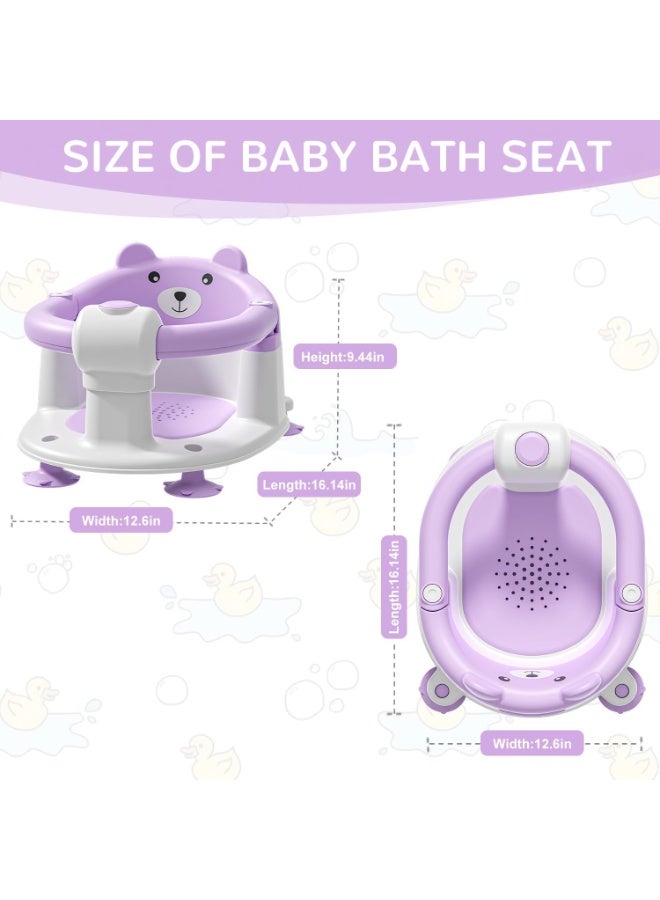 سوفام مقعد حمام الطفل مناسب للأطفال 6 أشهر وأعلى, غير انزلاقي حمام الطفل كرسي الحوض, مناسب لحديثي الولادة, مقعد حمام الطفل مقعد الحمام للطفل, الجلوس فوق حوض الاستحمام مقعد مع أكواب ماصة الوسادة اللينة للاستحمام (أرجواني) - Image 2