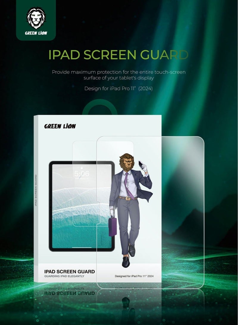 جرين ليون واقي شاشة iPad Pro مقاس 12.9 بوصة / حماية iPad بأناقة / مضاد للخدش / مضاد لبصمات الأصابع / مضاد للكسر / طلاء مقاوم للزيوت / لمسة دقيقة / شفافية فائقة / مناسب للحافظات - شفاف - Image 2