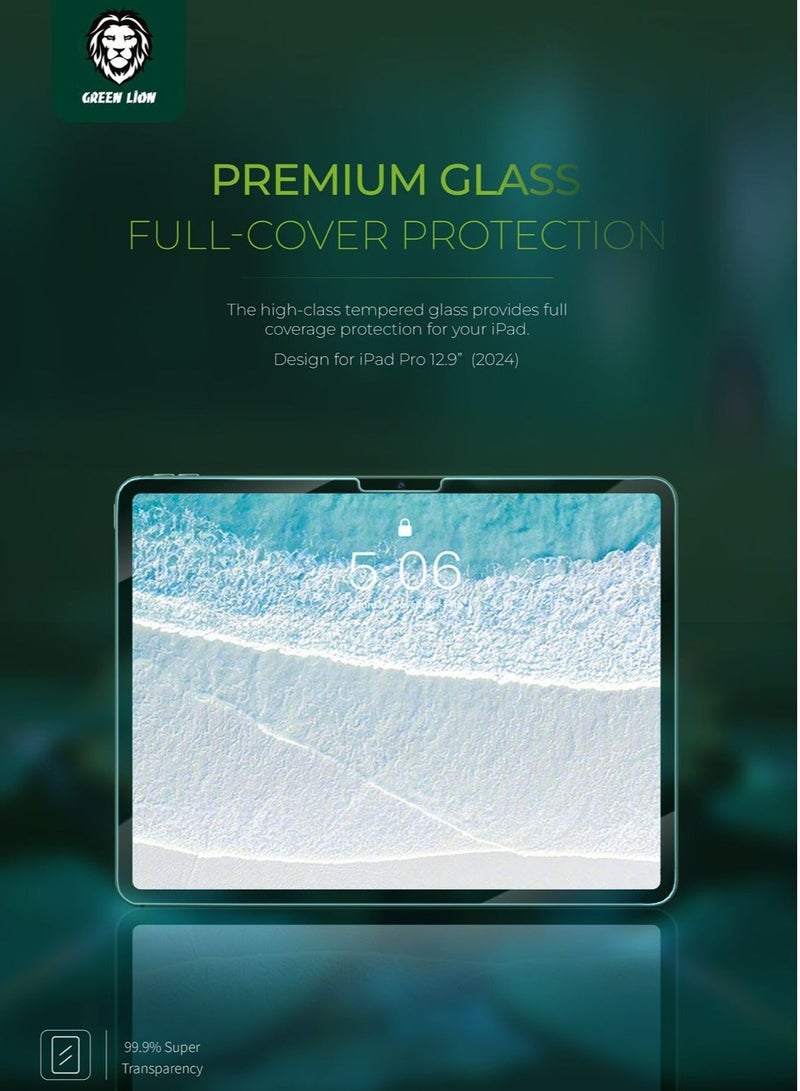 جرين ليون واقي شاشة iPad Pro مقاس 12.9 بوصة / حماية iPad بأناقة / مضاد للخدش / مضاد لبصمات الأصابع / مضاد للكسر / طلاء مقاوم للزيوت / لمسة دقيقة / شفافية فائقة / مناسب للحافظات - شفاف - Image 5