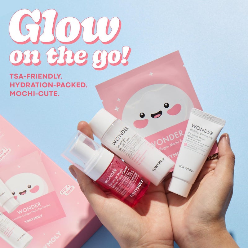 TONYMOLY Wonder Ceramide Mochi Essentials 4-Piece Skincare Set â€“ Hydrating Korean Skincare Travel Kit with Ceramides, Hyaluronic Acid & Cica â€“ Barrier Repair Routine for Dry & Sensitive Skin - Image 2