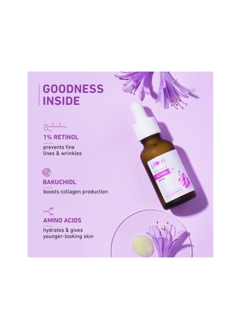 Plum 1% Retinol Anti-Aging Night Face Serum With Bakuchiol | Boosts Collagen, Reduces Fine Lines & Wrinkles | For Women & Men | Beginner-friendly | Suits all skin types | 20 ml - Image 3