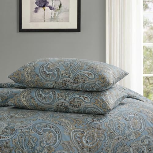 Cozaline 100% Cotton Duvet Cover Queen Size Blue Boho Paisley Pattern Duvet Cover Sets with Zipper Closure 3 Pcs Soft & Breathable Luxury Bedding Sets - Image 3