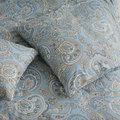 Cozaline 100% Cotton Duvet Cover Queen Size Blue Boho Paisley Pattern Duvet Cover Sets with Zipper Closure 3 Pcs Soft & Breathable Luxury Bedding Sets - Image 5