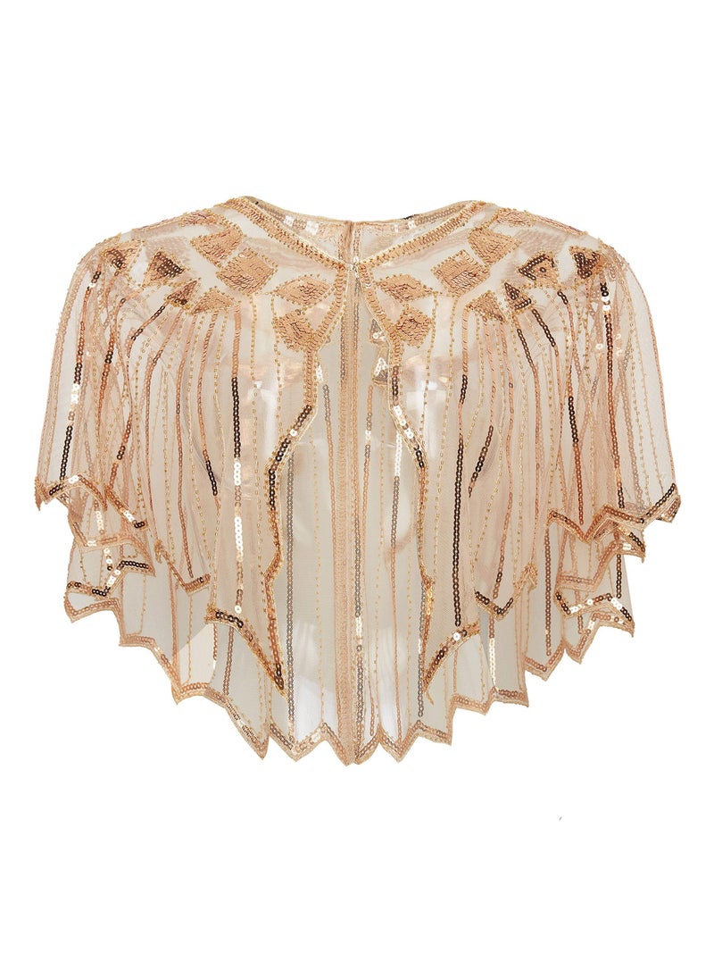 SYOSI - Sequin Beaded Art Deco Evening Cape Shawls and Wraps for Evening Dresses Party Scarf, Women's 1920s Shawl Wedding Party Shawl Scarf Buckle Weddings Accessories for Bride and Bridesmaids - Image 1