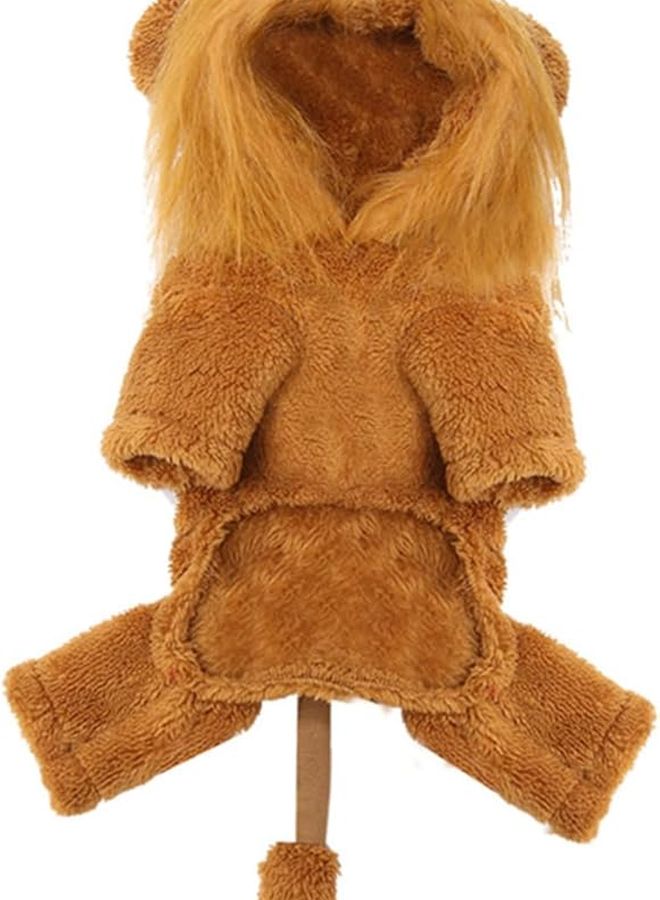 Flannel Lion Costume For Pets Four Legged Warm Dog And Cat Clothes XS - Image 1