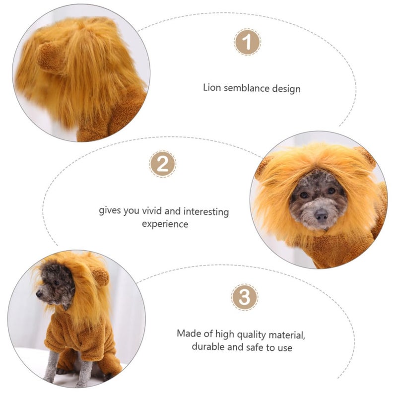 Flannel Lion Costume For Pets Four Legged Warm Dog And Cat Clothes XS - Image 5