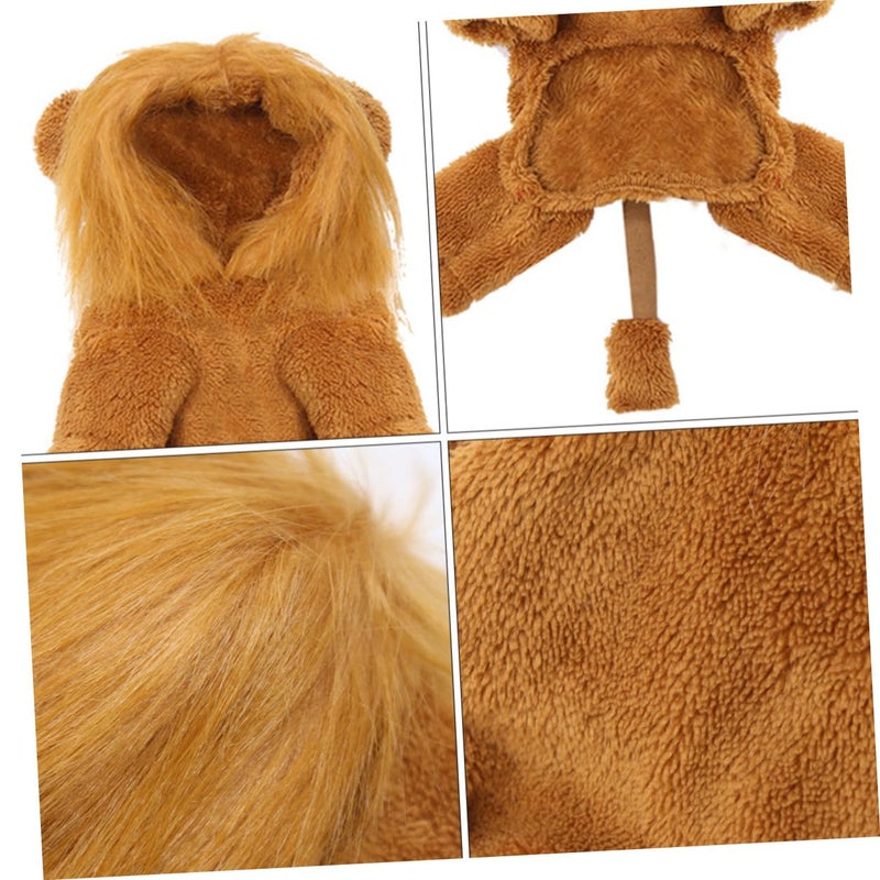 Flannel Lion Costume For Pets Four Legged Warm Dog And Cat Clothes XS - Image 4