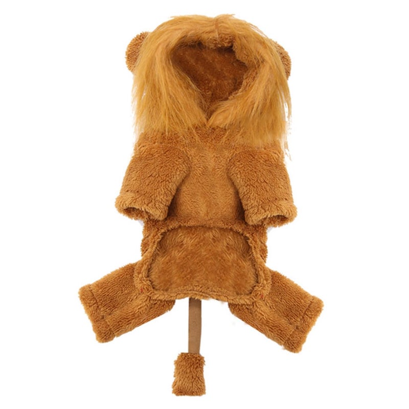 Flannel Lion Costume For Pets Four Legged Warm Dog And Cat Clothes XS - Image 2