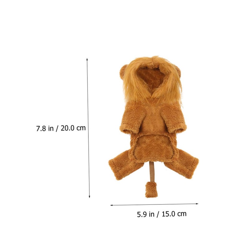 Flannel Lion Costume For Pets Four Legged Warm Dog And Cat Clothes XS - Image 3