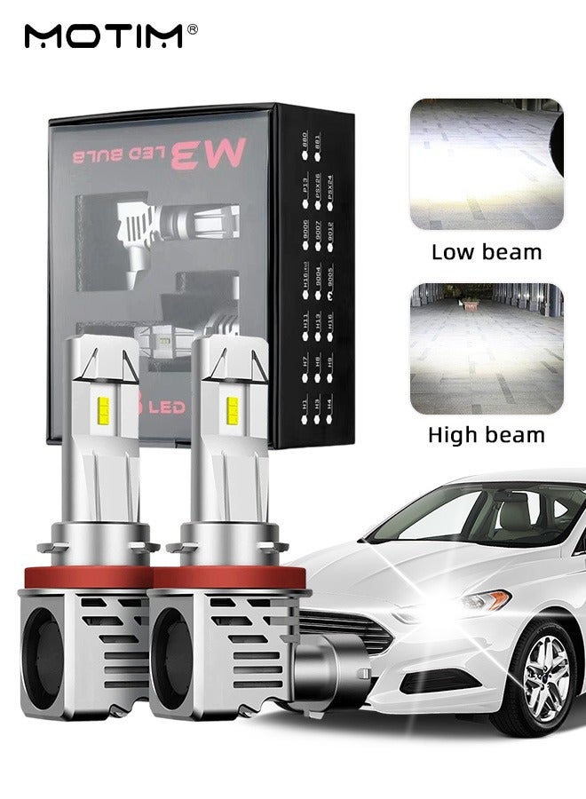 موتيم 2 قطعة من مصابيح LED H11 الأمامية M3، 75 وات 30000 لومن، 6500 كلفن، سطوع فائق، مصابيح LED عالية/منخفضة الشعاع، التوصيل والتشغيل،   مع نظام تبريد محسّن طويل الأمد - Image 1