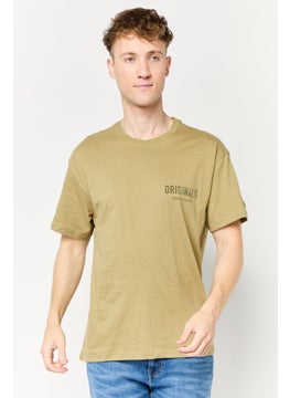 Originals by Brooklyn Cloth Men Crew Neck Short Sleeve Brand Logo T-Shirt, Olive  - Image 1
