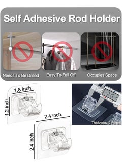 Ant 8Pcs Curtain Rod Bracket No Drilling, Self Adhesive Curtain Rod Brackets, Nail Free Adjustable Drapery Towel Holder Fixing Hook for Home Bathroom Kitchen and Hotel Use (Transparent)  - Image 4