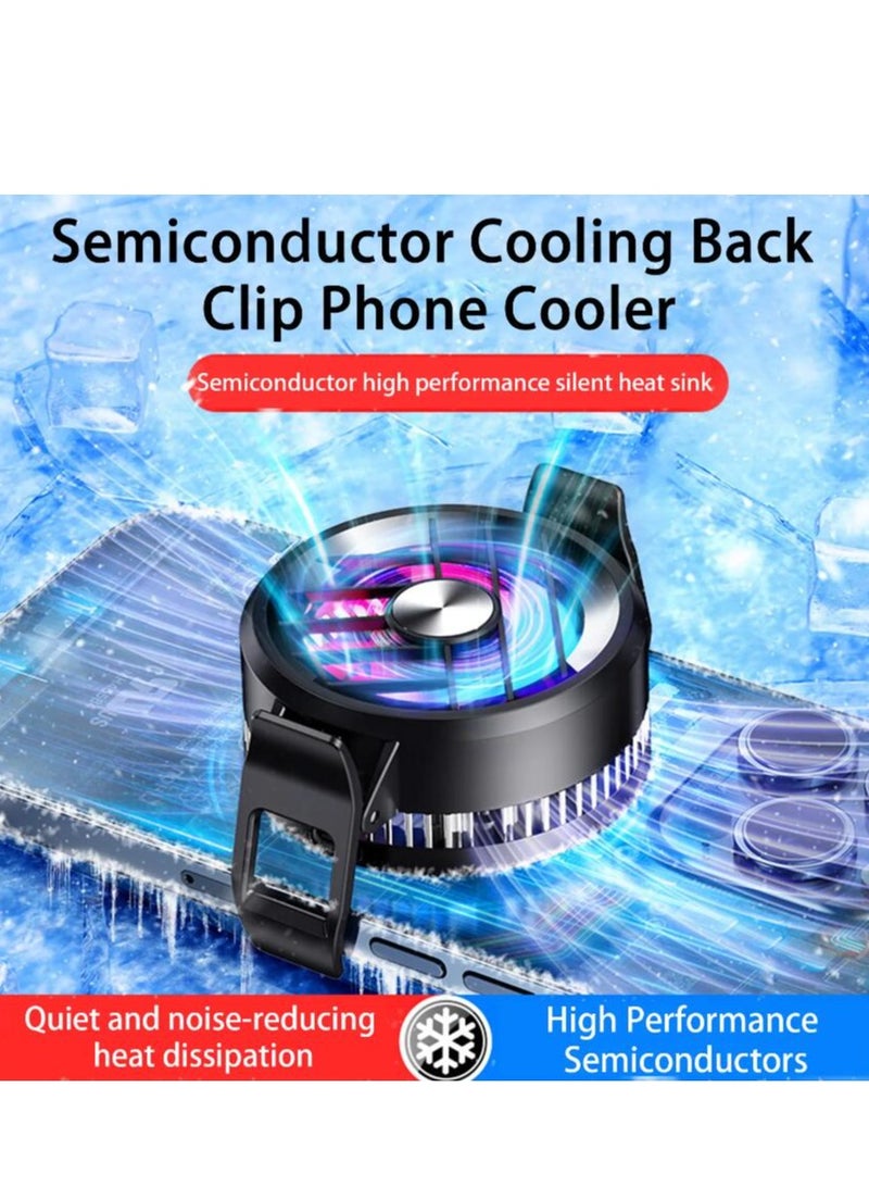 Loquat Phone Cooler, Phone Cooling Fan for Gaming And Live Streaming，Two Speed Adjustment, Fixture Design, Semiconductor Phone Cooler with RGB Light,Mini Phone Fan for Mobile Phone Tablet PC  - Image 3