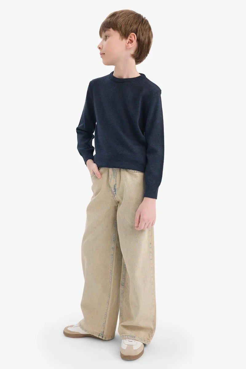 ديفاكتو Boy Regular Fit Crew Neck Knit Pullover