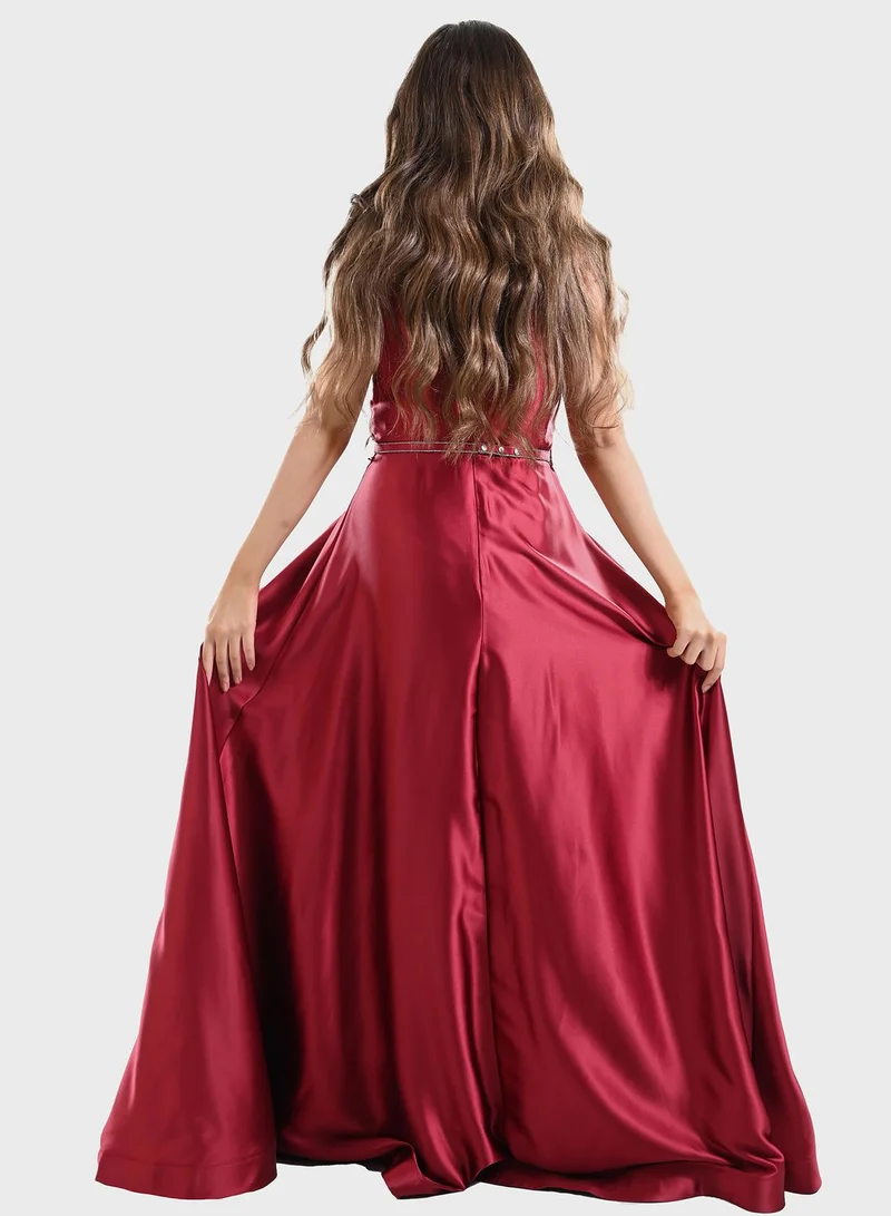 TOP TATO Pleated Satin Gown