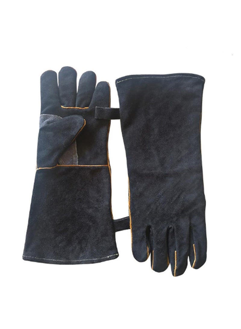 Cowhide Extremely High Temperature Resistant Leather Protective Gloves - Image 1