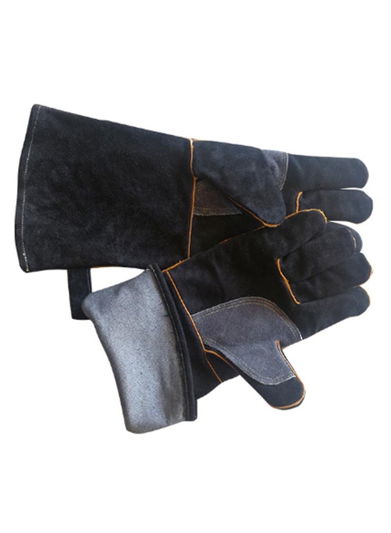 Cowhide Extremely High Temperature Resistant Leather Protective Gloves - Image 2