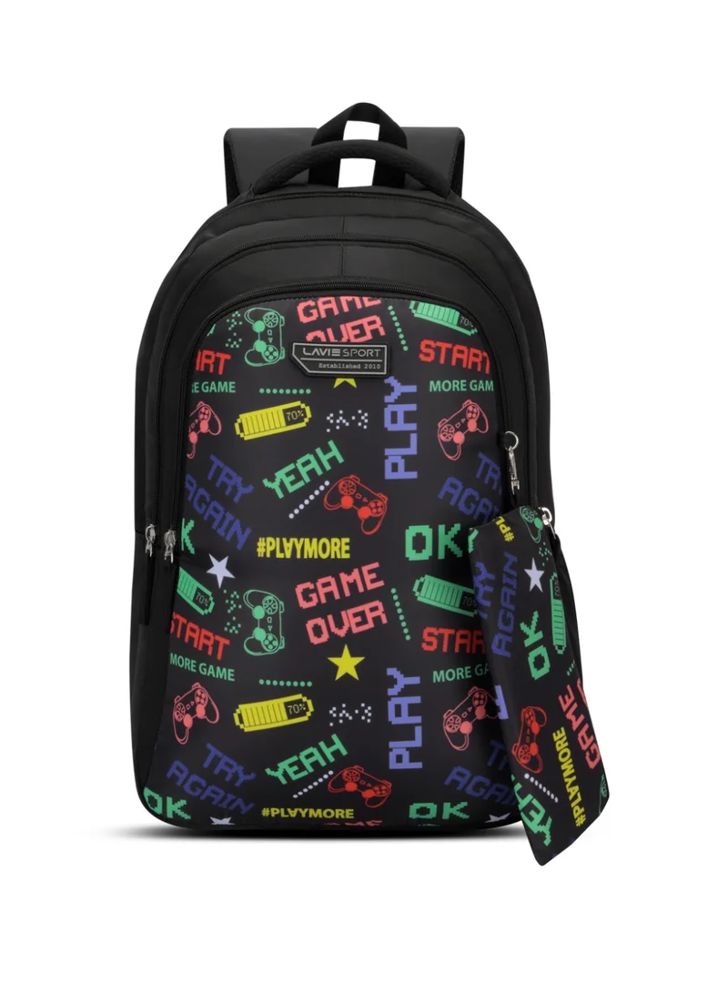 Sport 36L Play Backpack | 19 inches | Laptop Compatiable | Pencil Pouch |(Black)