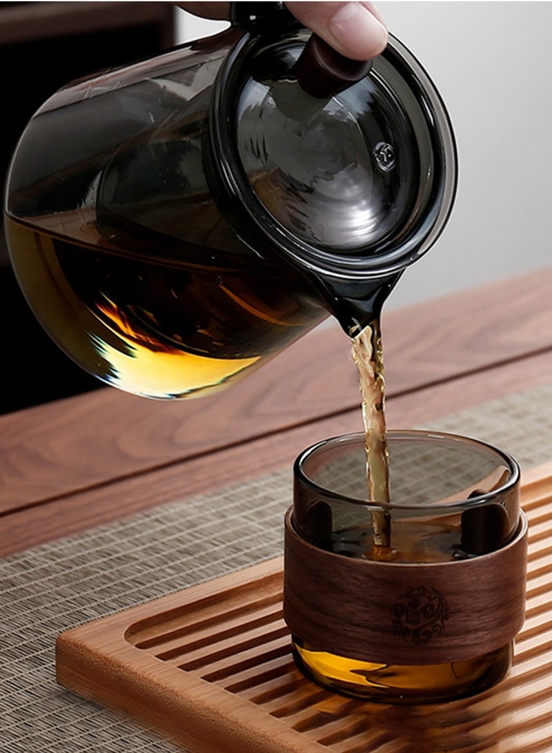 6-Piece Transparent Black 150Ml High Borosilicate Glass Coffee Cups – Wooden Ring Heat-Resistant Design Drinking Glasses For Coffee & Beverage  - Image 4