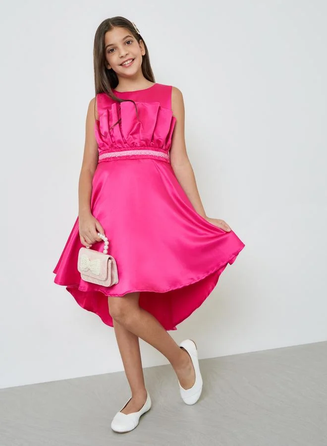 تايك تو Girls Pink A-Line Knee-Length Dress