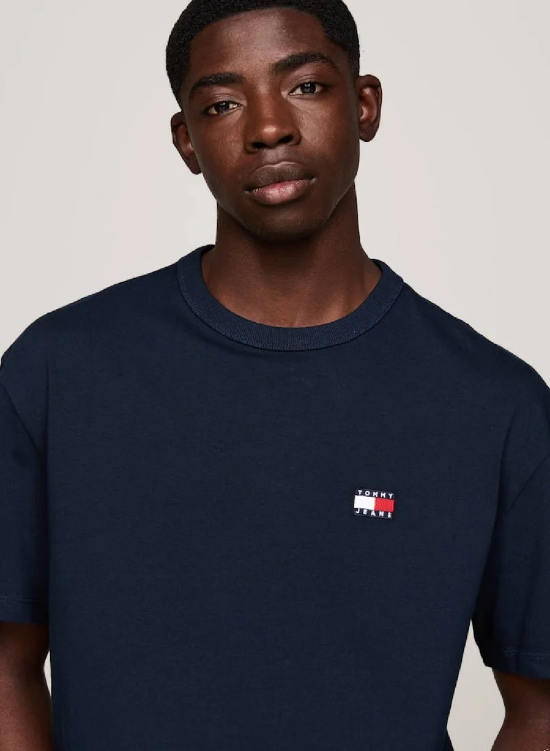 TOMMY JEANS Men's Badge T-Shirt -  Pure cotton, Blue
