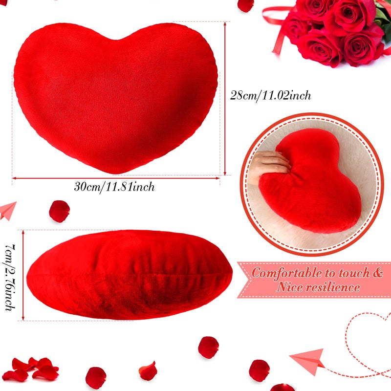 Queekay 4 Pcs Valentine's Day Heart Pillow Cute Plush Cushion Toy Throw Heart Shaped Pillow Decorative Stuffed Heart Pillow Kids' Plush Toy Pillows for Girls Children Friends Bed Chair Sofa Cars (Red  Pink) - Image 2