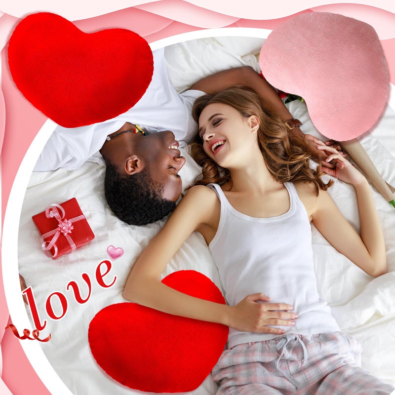 Queekay 4 Pcs Valentine's Day Heart Pillow Cute Plush Cushion Toy Throw Heart Shaped Pillow Decorative Stuffed Heart Pillow Kids' Plush Toy Pillows for Girls Children Friends Bed Chair Sofa Cars (Red  Pink) - Image 5