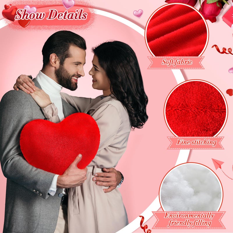 Queekay 4 Pcs Valentine's Day Heart Pillow Cute Plush Cushion Toy Throw Heart Shaped Pillow Decorative Stuffed Heart Pillow Kids' Plush Toy Pillows for Girls Children Friends Bed Chair Sofa Cars (Red  Pink) - Image 3