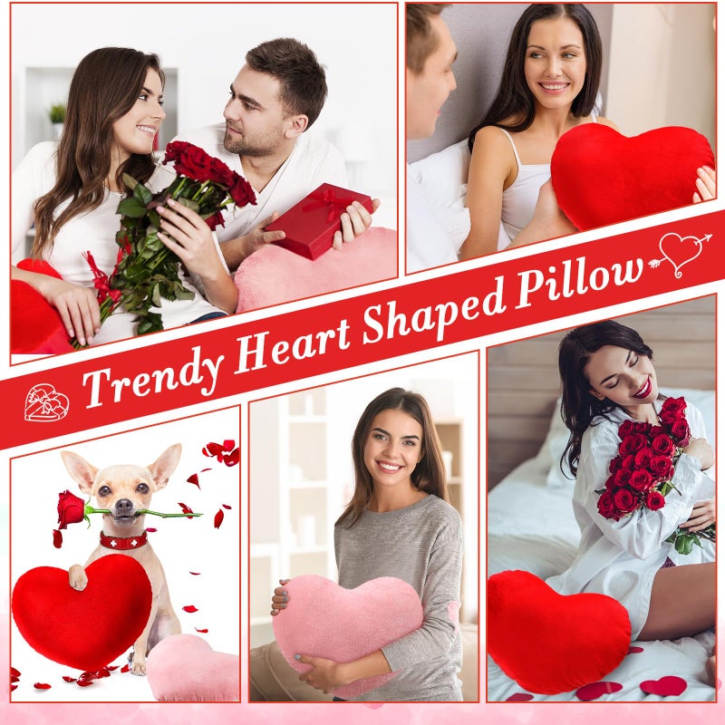 Queekay 4 Pcs Valentine's Day Heart Pillow Cute Plush Cushion Toy Throw Heart Shaped Pillow Decorative Stuffed Heart Pillow Kids' Plush Toy Pillows for Girls Children Friends Bed Chair Sofa Cars (Red  Pink) - Image 4