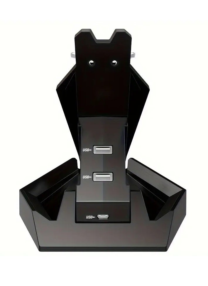 فوينيكاس - محطة شحن وحدة تحكم PS4 T1 - قاعدة شحن USB مزدوجة لوحدة التحكم لجهاز PlayStation 4 وPS4 SLIM وPS4 PRO - مؤشر LED - مع كابل ميكرو | أسود - Image 1
