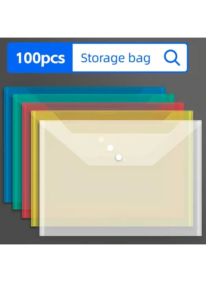 100 Pcs A4 Transparent Plastic Zipper File Bags Large Capacity Waterproof Document Organizer For Test Papers Records Paper Storage Office Supplies Classic Style - Image 3
