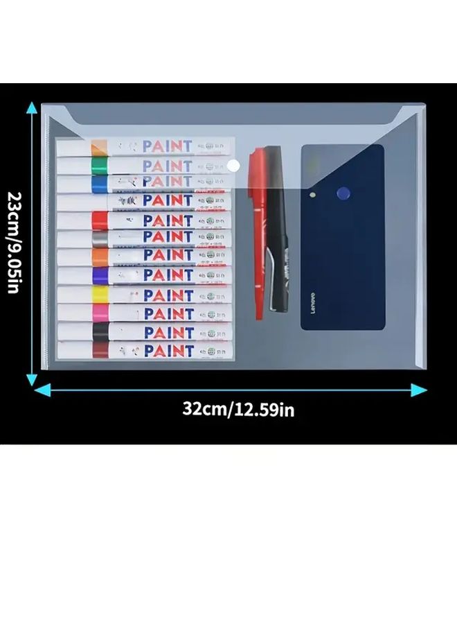 100 Pcs A4 Transparent Plastic Zipper File Bags Large Capacity Waterproof Document Organizer For Test Papers Records Paper Storage Office Supplies Classic Style - Image 2