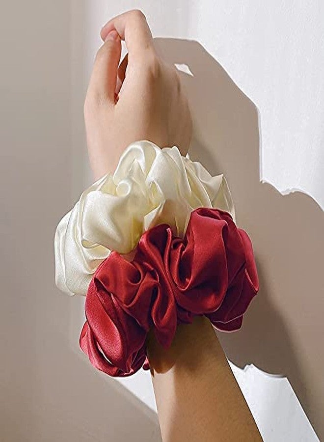 HKD SALES Extra Large Oversized Scrunchies - Silk Satin Scrunchies for Hair - Jumbo Scrunchies for Thick Hair - Silk Hair Ties for Women Girls Lady Children (2 Pc) - Image 4