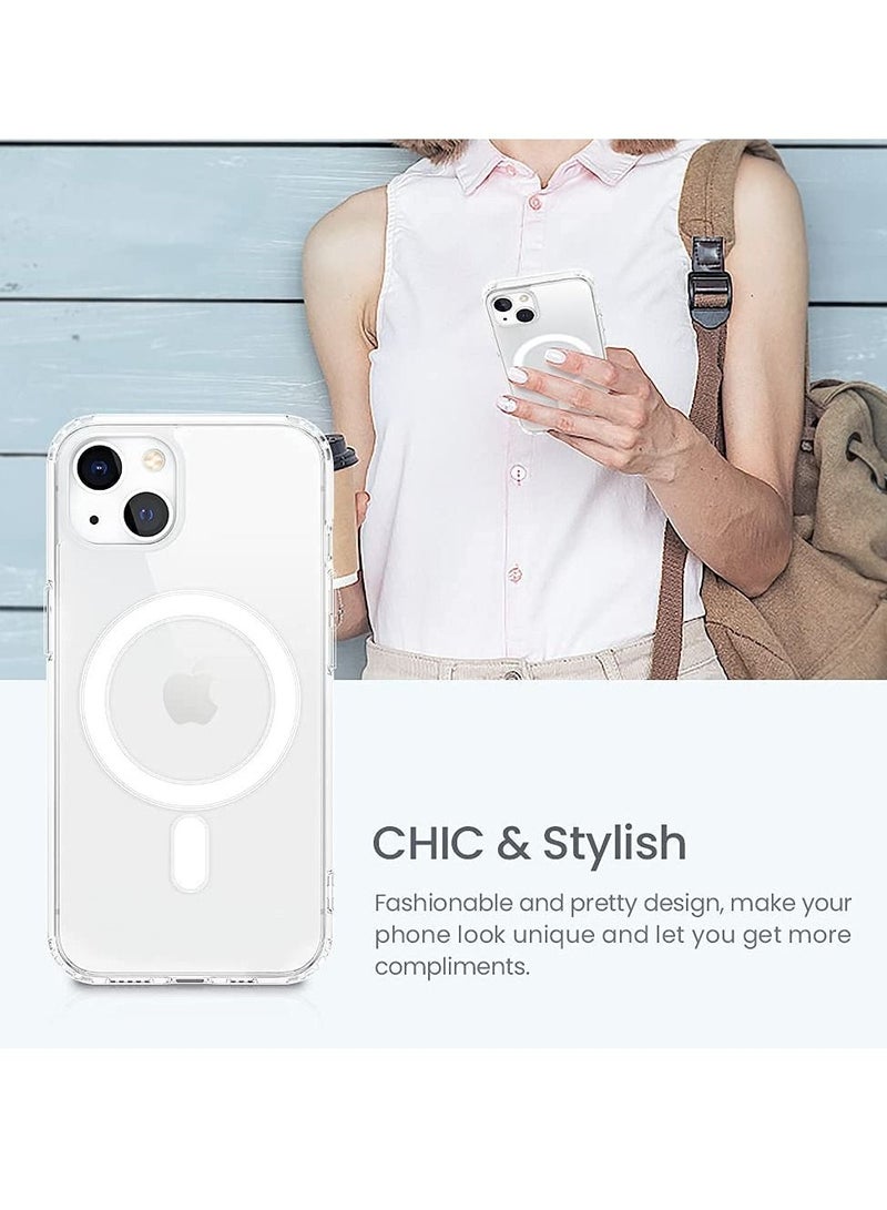 Case Cover for iPhone 14 Plus 6.7inch Clear Magnetic Case Compatible with Magsafe Card Wallet & Wireless Charger, Screen & Camera Protection Shockproof Protective Magsafe Cover for Apple iPhone 14 Plu