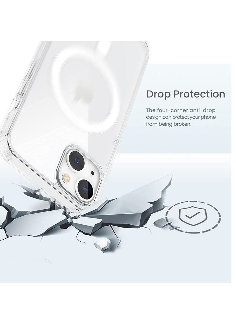 Case Cover for iPhone 14 Plus 6.7inch Clear Magnetic Case Compatible with Magsafe Card Wallet & Wireless Charger, Screen & Camera Protection Shockproof Protective Magsafe Cover for Apple iPhone 14 Plu