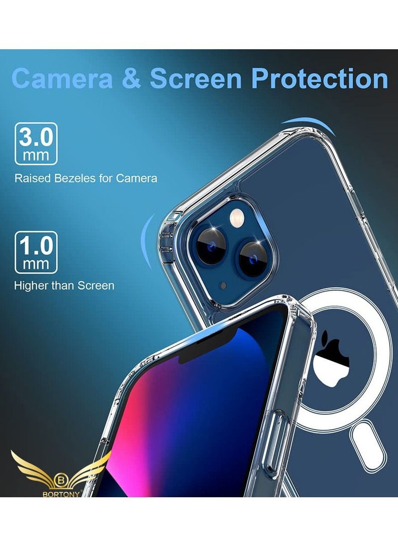 Case Cover for iPhone 14 Plus 6.7inch Clear Magnetic Case Compatible with Magsafe Card Wallet & Wireless Charger, Screen & Camera Protection Shockproof Protective Magsafe Cover for Apple iPhone 14 Plu