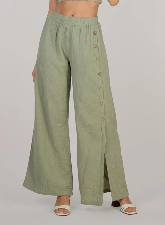 Just Nature Jenny  Wide-leg Trousers with Side Slit