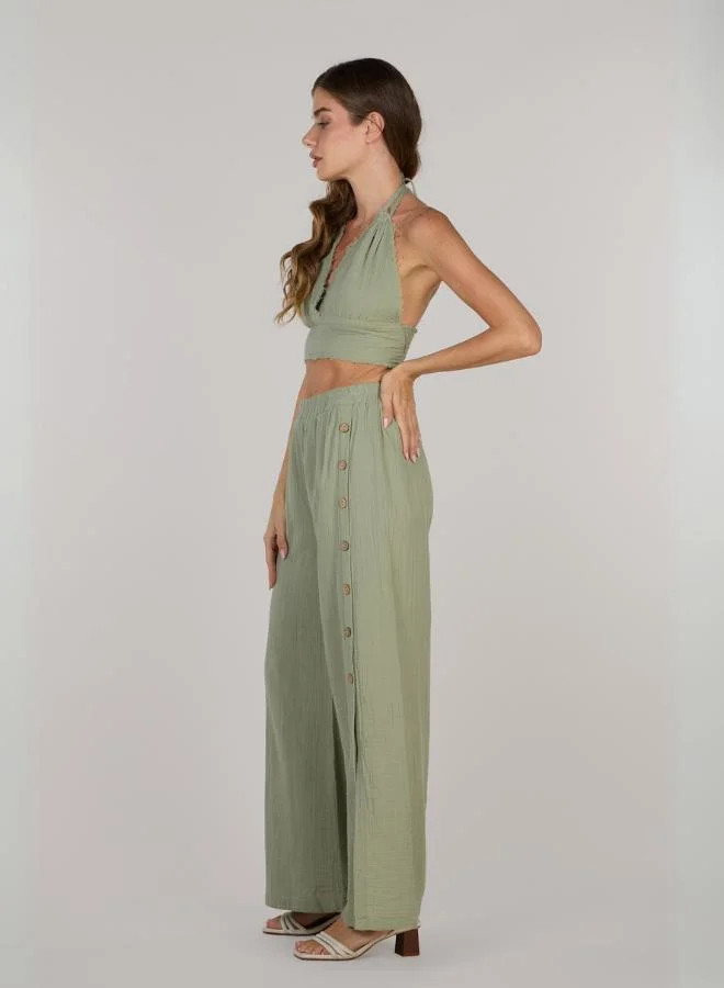 Just Nature Jenny  Wide-leg Trousers with Side Slit