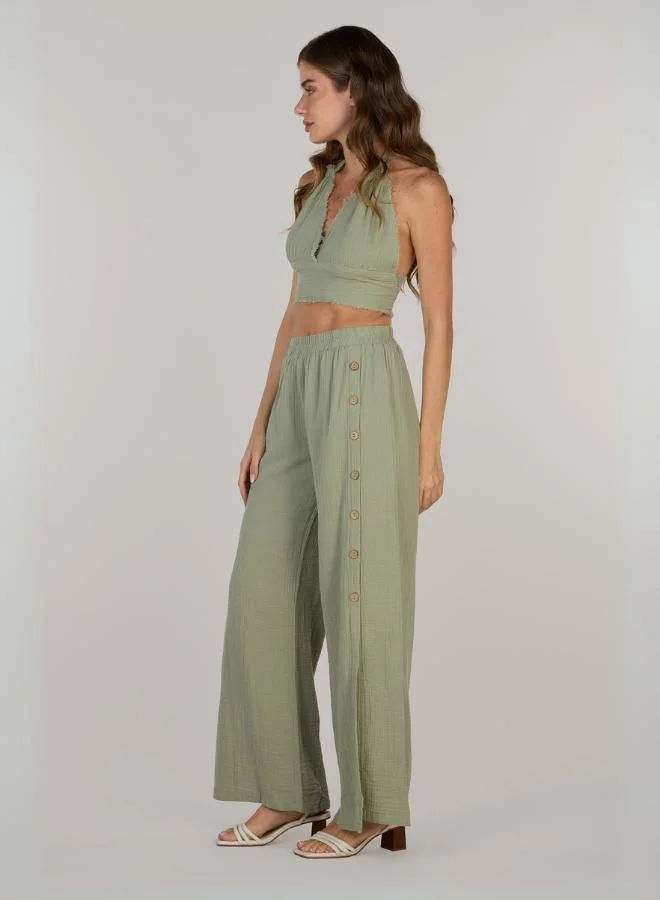 Just Nature Jenny  Wide-leg Trousers with Side Slit
