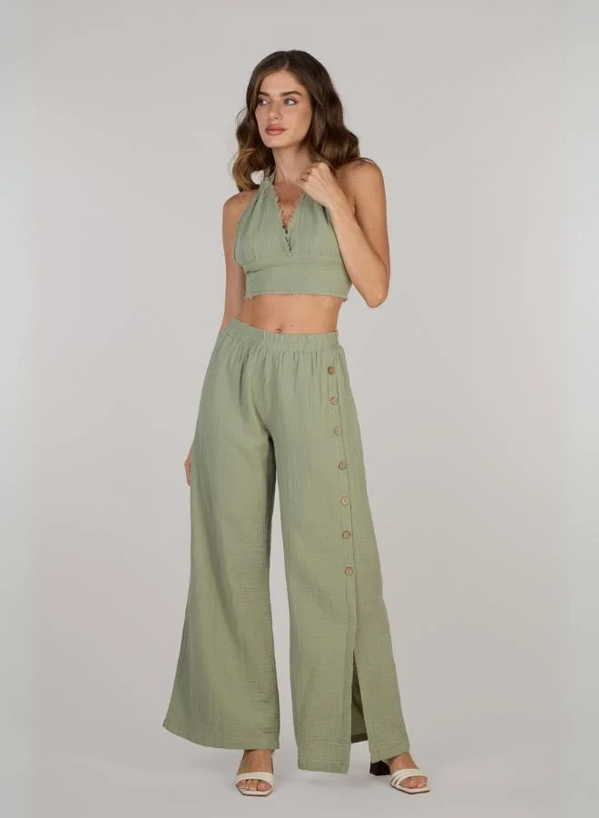Just Nature Jenny  Wide-leg Trousers with Side Slit